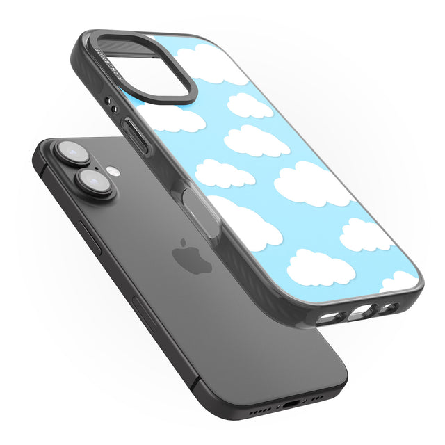 iPhone 16 Pro Max Blue Sky & Clouds Pattern Clear Impact Phone Case + Magsafe