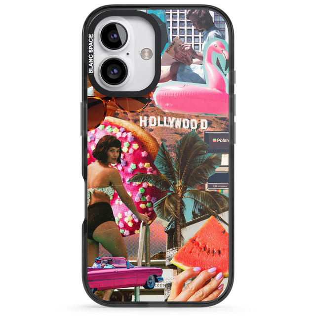 iPhone 16 Pro Max Vintage Collage: Hollywood Mix Black Impact Phone Case