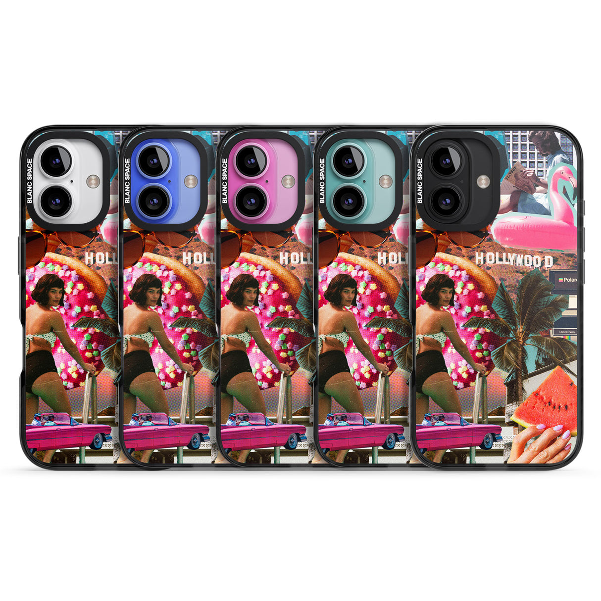 iPhone 16 Pro Max Vintage Collage: Hollywood Mix Black Impact Phone Case