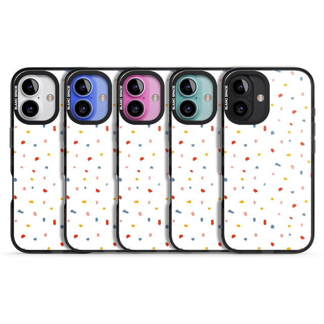 iPhone 16 Pro Max Confetti Print on Solid White Black Impact Phone Case