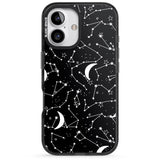 iPhone 16 Pro Max White Stars Constellations on Black Black Impact Phone Case