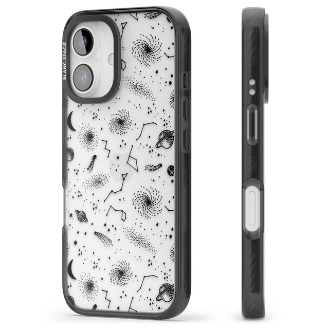 iPhone 16 Pro Max Mixed Galaxy Pattern Black Impact Phone Case