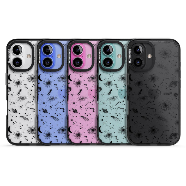 iPhone 16 Pro Max Mixed Galaxy Pattern Black Impact Phone Case