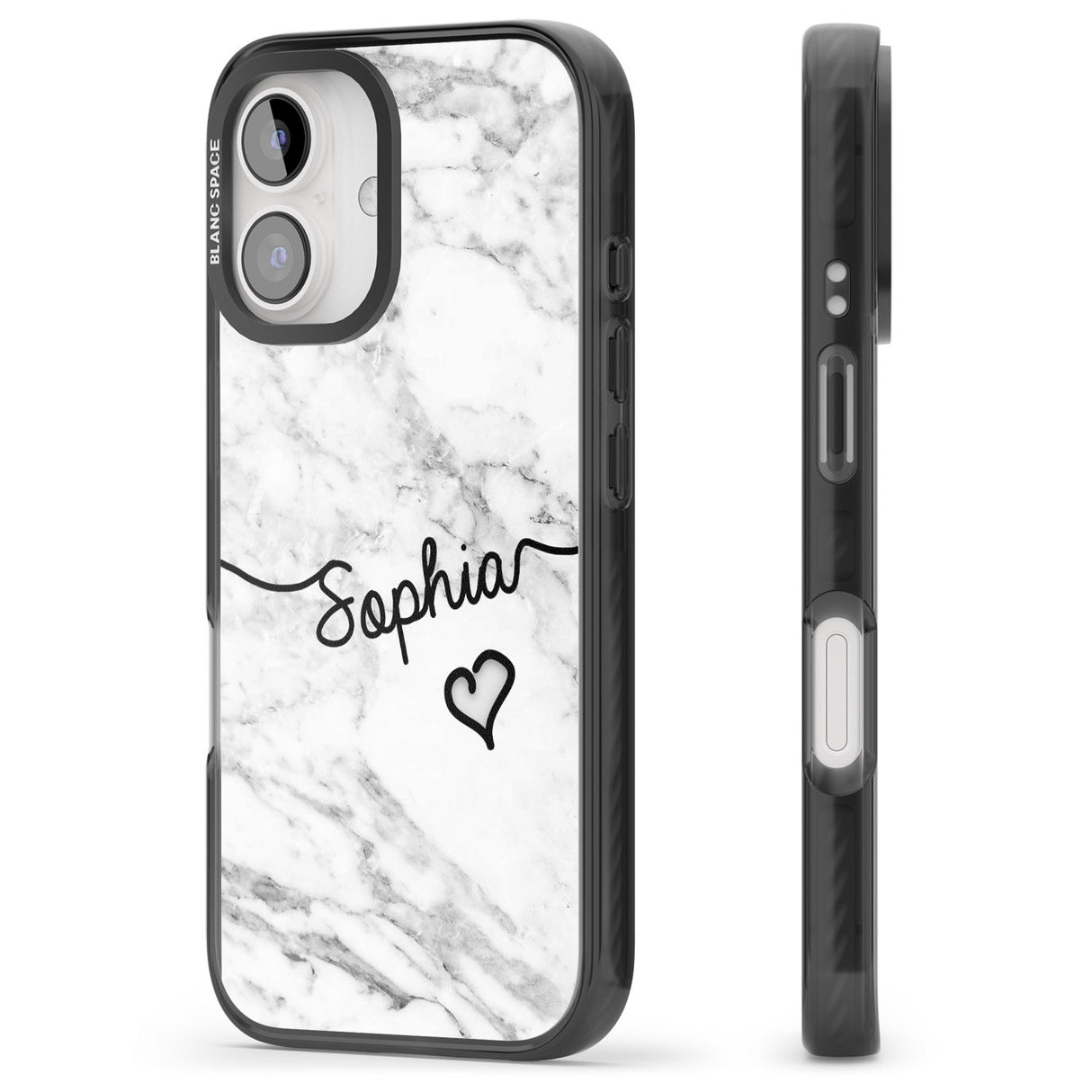 iPhone 16 Pro Max White Marble Black Impact Phone Case