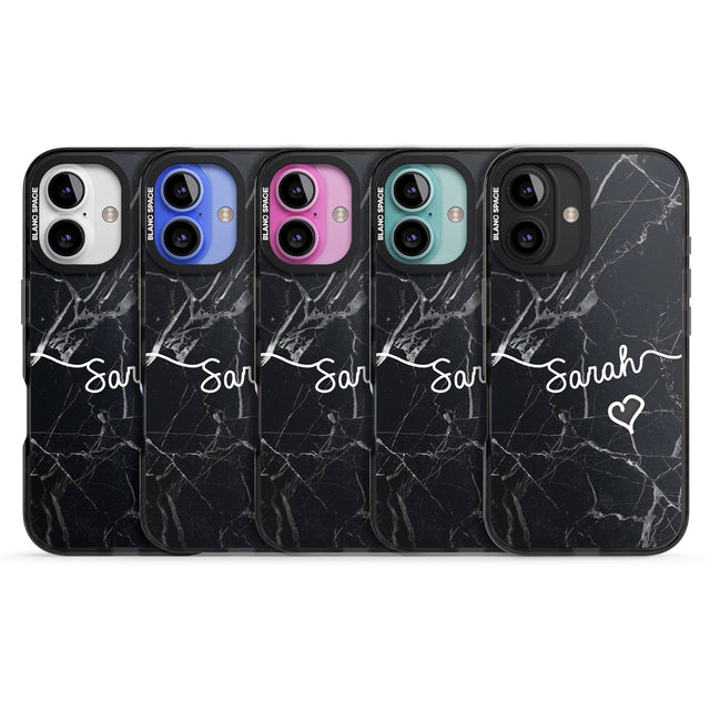 iPhone 16 Pro Max Black Marble Black Impact Phone Case