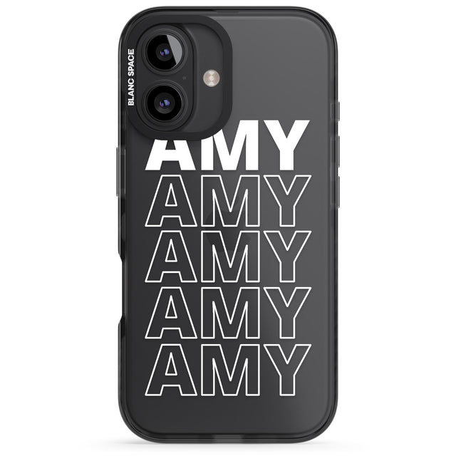 iPhone 16 Pro Max Personalised Clear Text 5C Black Impact Phone Case