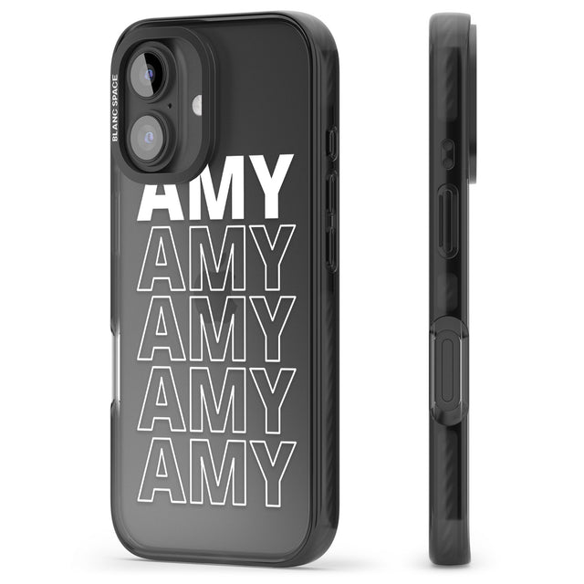 iPhone 16 Pro Max Personalised Clear Text 5C Black Impact Phone Case