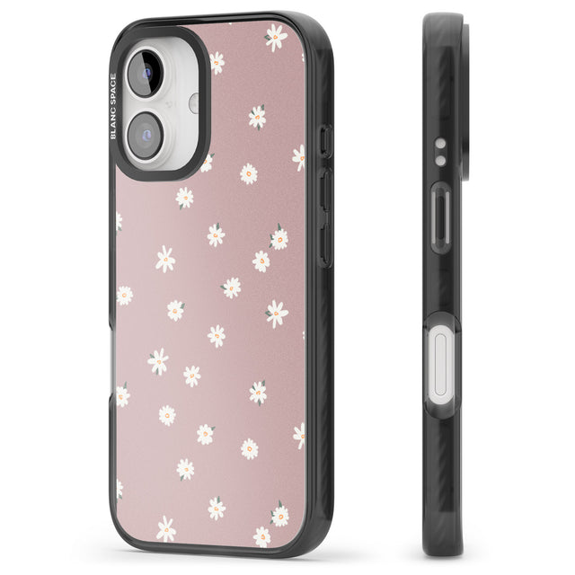 iPhone 16 Pro Max Dark Pink Cute Floral Design Black Impact Phone Case