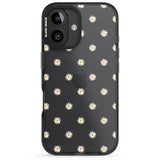 iPhone 16 Pro Max Daisy Pattern Transparent Cute Floral Black Impact Phone Case