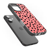 iPhone 16 Pro Max Black on Salmon Pink Dalmatian Polka Dot Spots Black Impact Phone Case