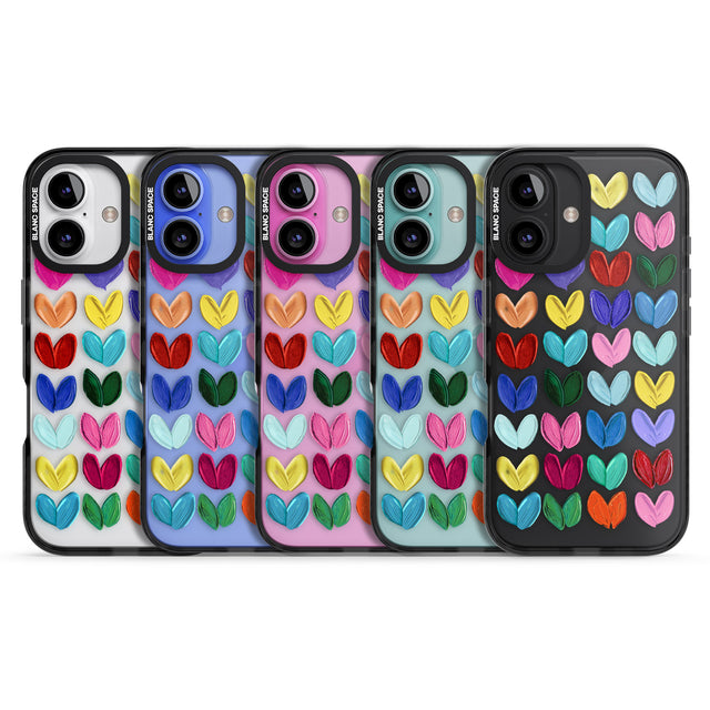 iPhone 16 Pro Max Oil Painted Hearts Black Impact Phone Case