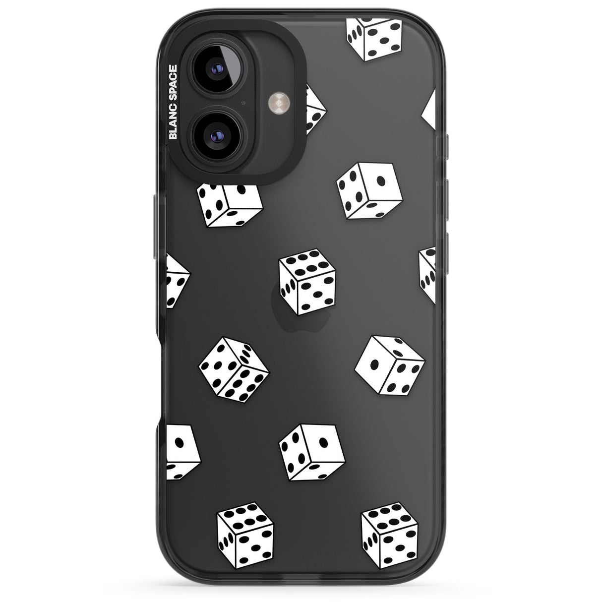 iPhone 16 Pro Max Clear Dice Pattern Black Impact Phone Case