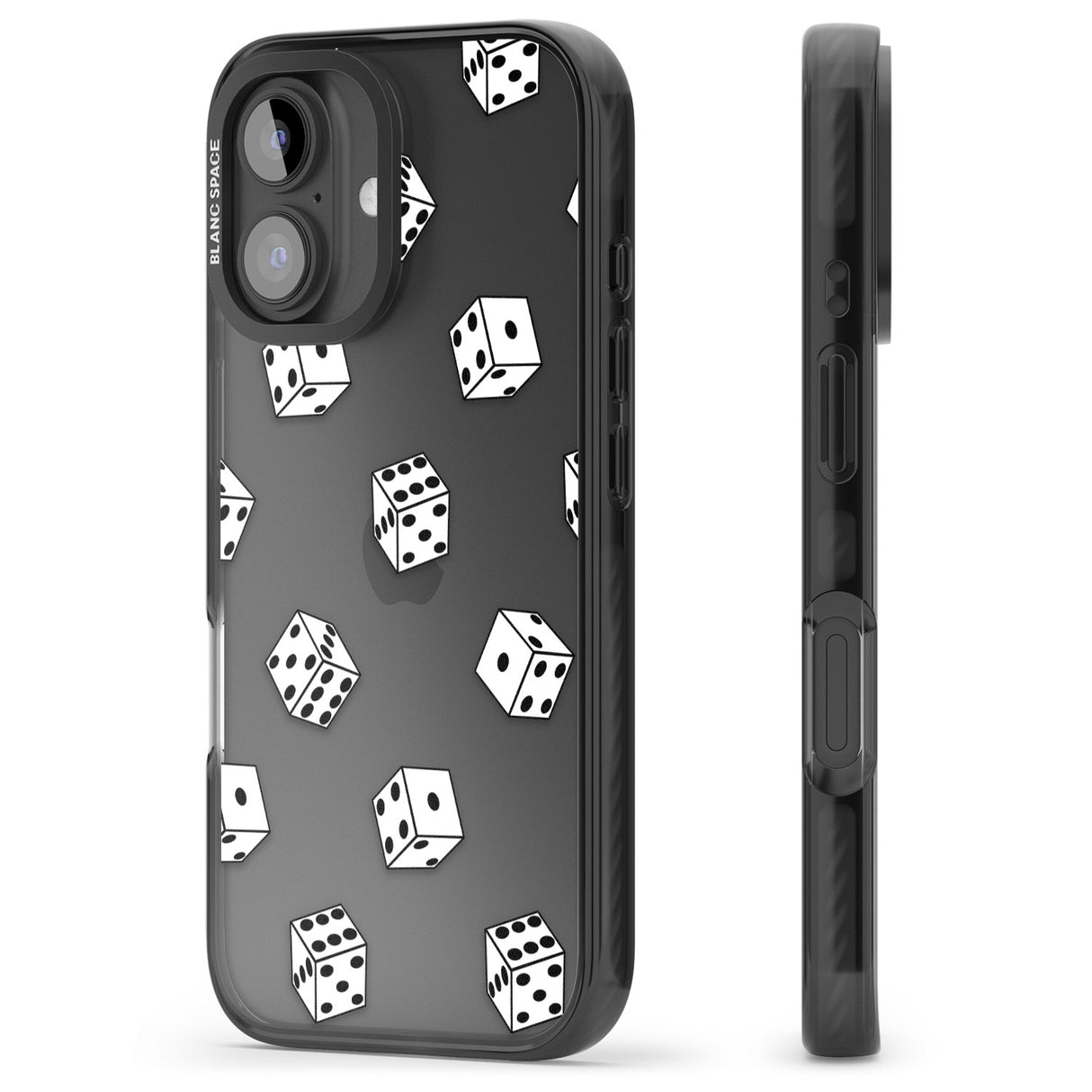 iPhone 16 Pro Max Clear Dice Pattern Black Impact Phone Case