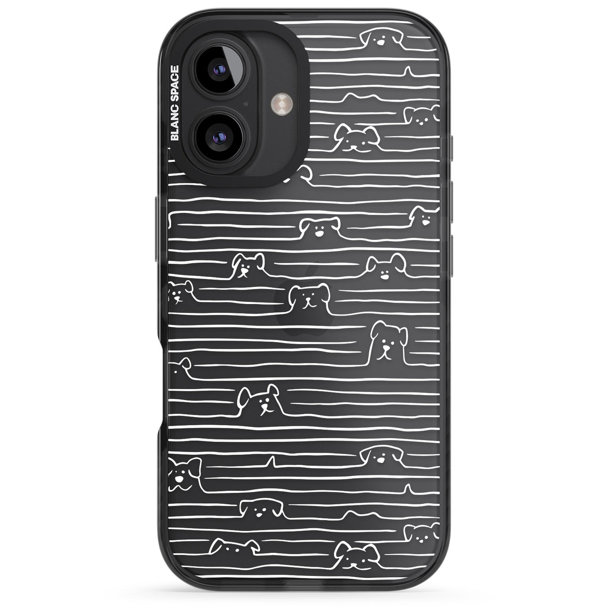 iPhone 16 Pro Max Dog Line Art - White Black Impact Phone Case