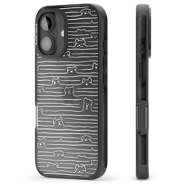 iPhone 16 Pro Max Dog Line Art - White Black Impact Phone Case