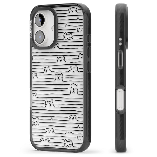 iPhone 16 Pro Max Dog Line Art - Black Black Impact Phone Case