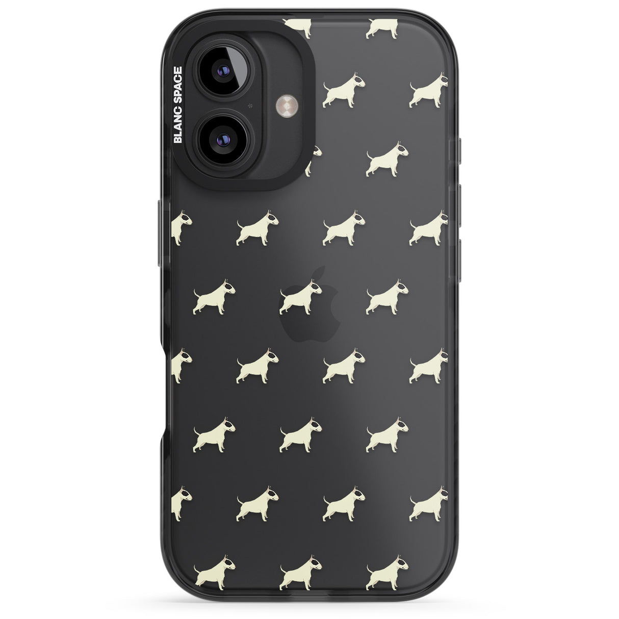 iPhone 16 Pro Max Bull Terrier Dog Pattern Clear Black Impact Phone Case