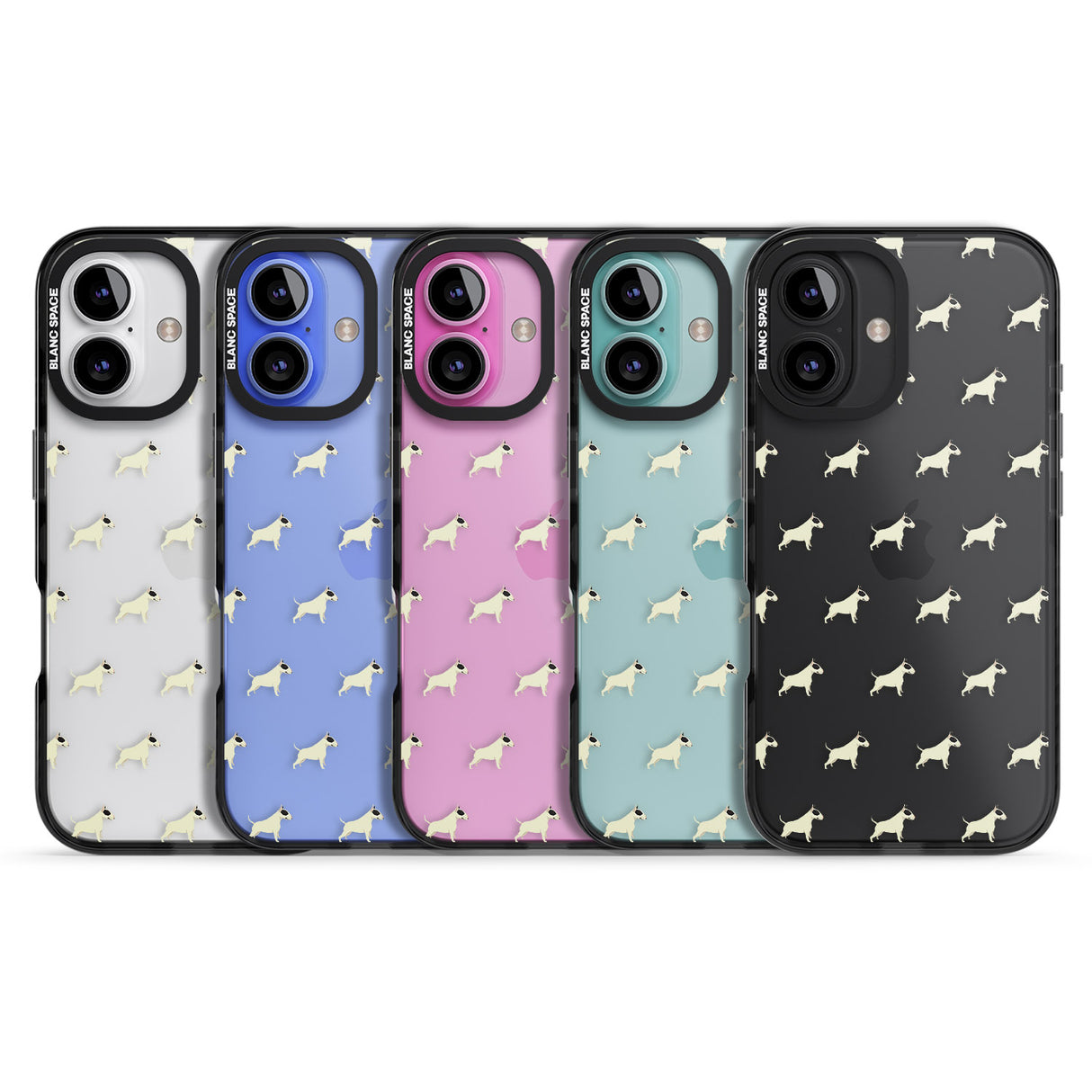 iPhone 16 Pro Max Bull Terrier Dog Pattern Clear Black Impact Phone Case