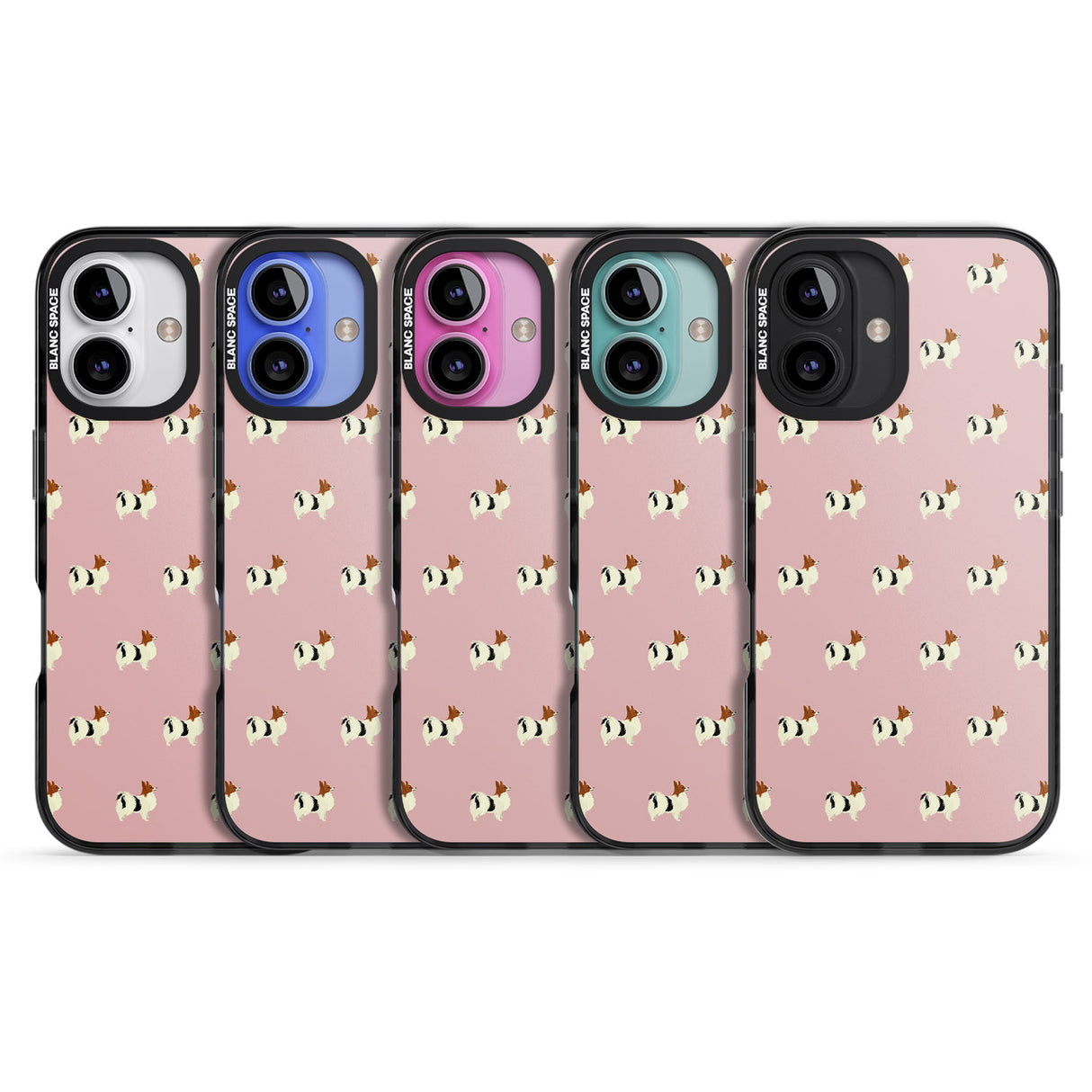 iPhone 16 Pro Max Papillon Dog Pattern Black Impact Phone Case