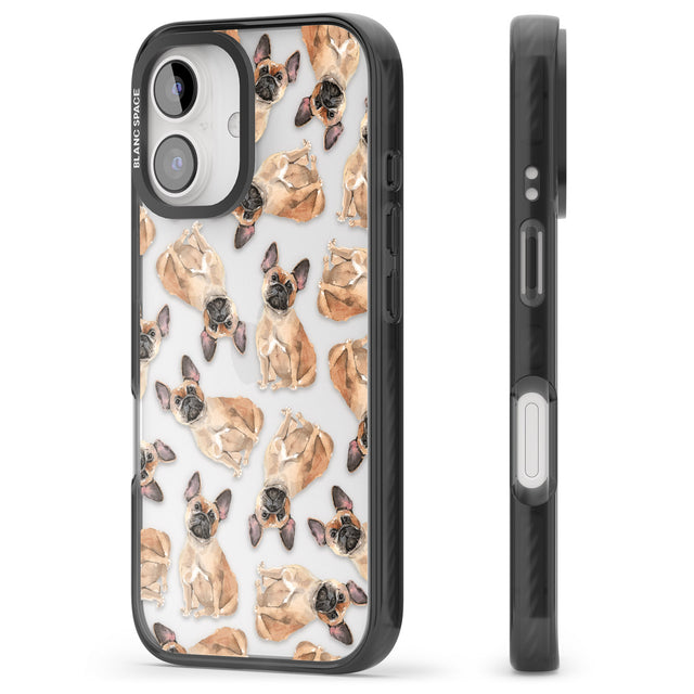 iPhone 16 Pro Max French Bulldog Watercolour Dog Pattern Black Impact Phone Case