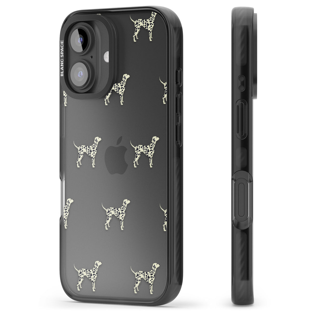 iPhone 16 Pro Max Dalmation Dog Pattern Clear Black Impact Phone Case