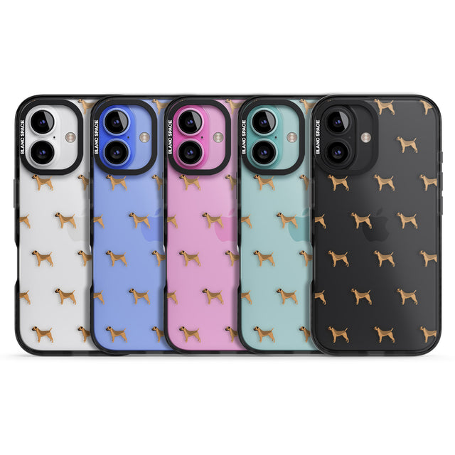 iPhone 16 Pro Max Border Terrier Dog Pattern Clear Black Impact Phone Case