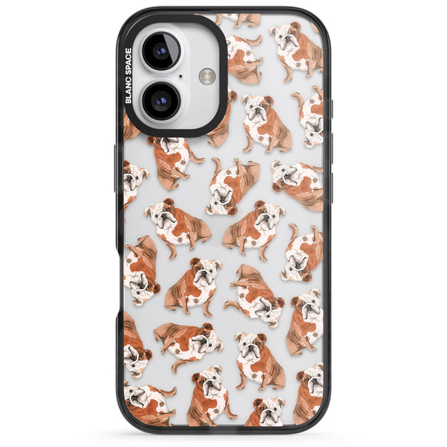 iPhone 16 Pro Max English Bulldog Watercolour Dog Pattern Black Impact Phone Case