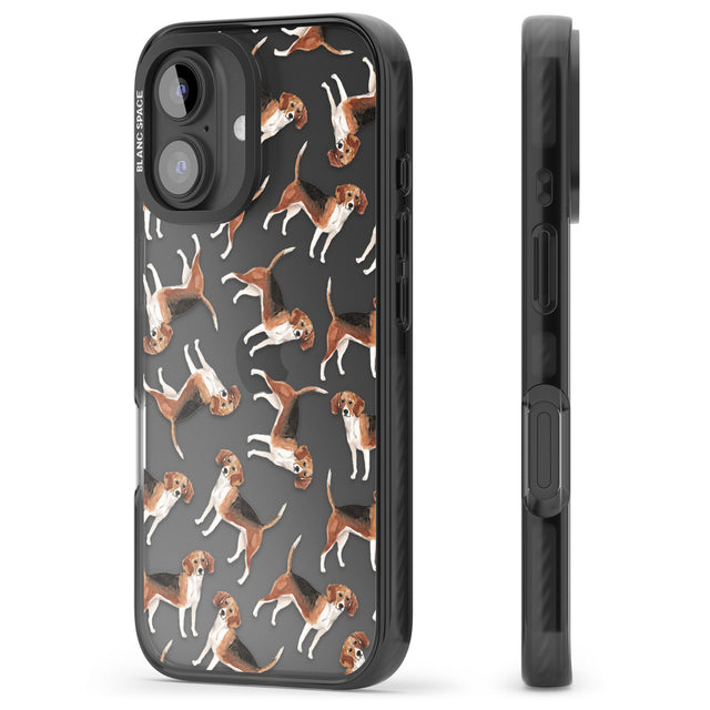 iPhone 16 Pro Max Beagle Watercolour Dog Pattern Black Impact Phone Case