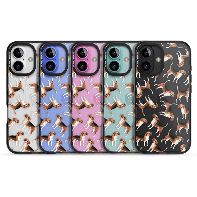 iPhone 16 Pro Max Beagle Watercolour Dog Pattern Black Impact Phone Case