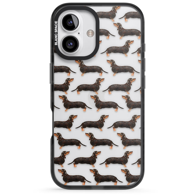 iPhone 16 Pro Max Dachshund (Black & Tan) Watercolour Dog Pattern Black Impact Phone Case