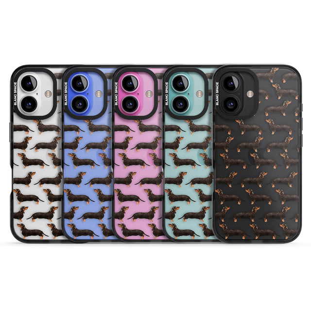 iPhone 16 Pro Max Dachshund (Black & Tan) Watercolour Dog Pattern Black Impact Phone Case