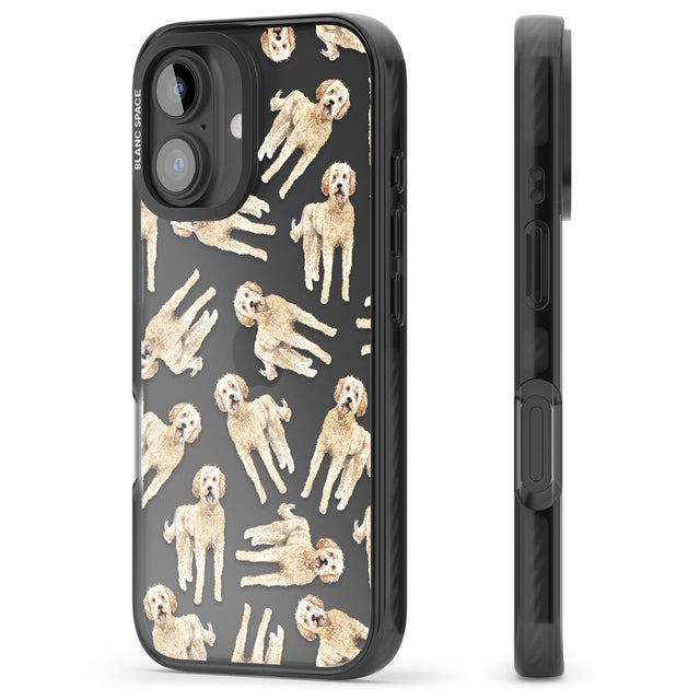 iPhone 16 Pro Max Goldendoodle Watercolour Dog Pattern Black Impact Phone Case