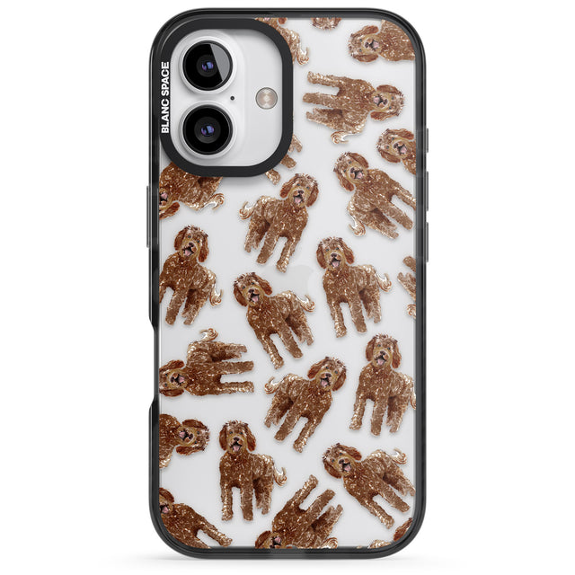 iPhone 16 Pro Max Labradoodle (Brown) Watercolour Dog Pattern Black Impact Phone Case