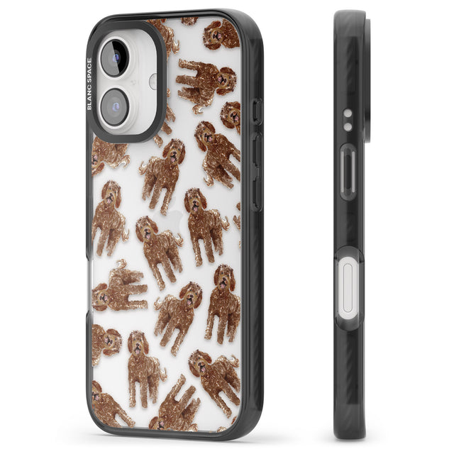 iPhone 16 Pro Max Labradoodle (Brown) Watercolour Dog Pattern Black Impact Phone Case