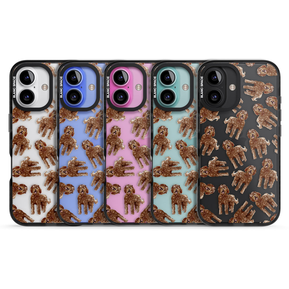 iPhone 16 Pro Max Labradoodle (Brown) Watercolour Dog Pattern Black Impact Phone Case