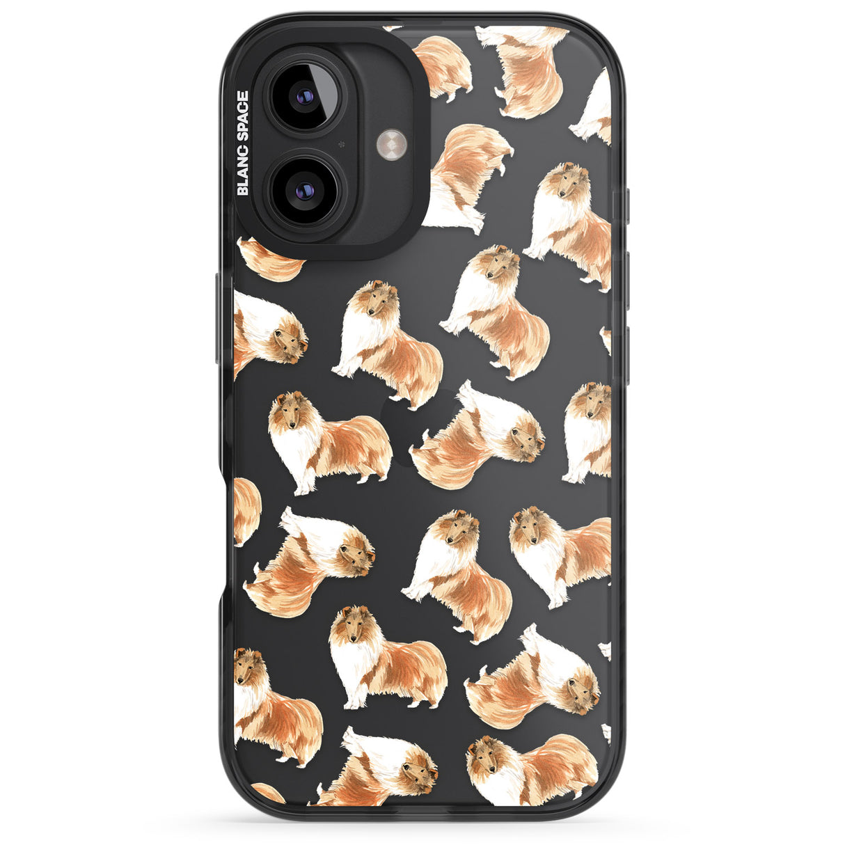 iPhone 16 Pro Max Rough Collie Watercolour Dog Pattern Black Impact Phone Case