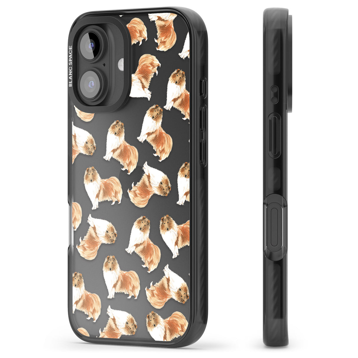 iPhone 16 Pro Max Rough Collie Watercolour Dog Pattern Black Impact Phone Case