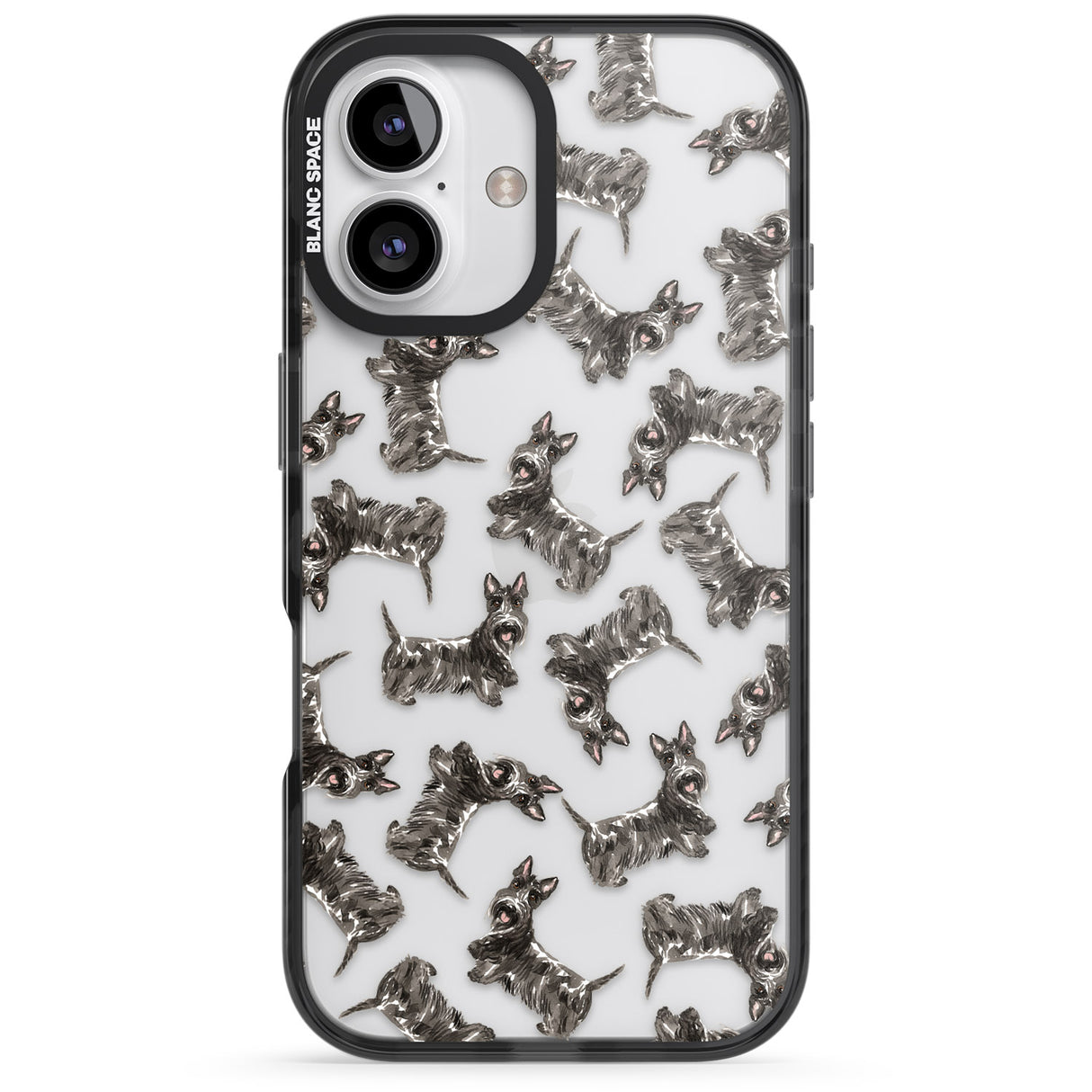 iPhone 16 Pro Max Scottish Terrier Watercolour Dog Pattern Black Impact Phone Case