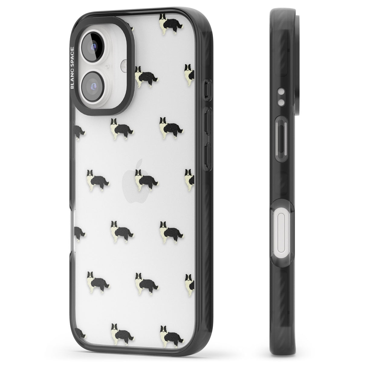 iPhone 16 Pro Max Border Collie Dog Pattern Clear Black Impact Phone Case