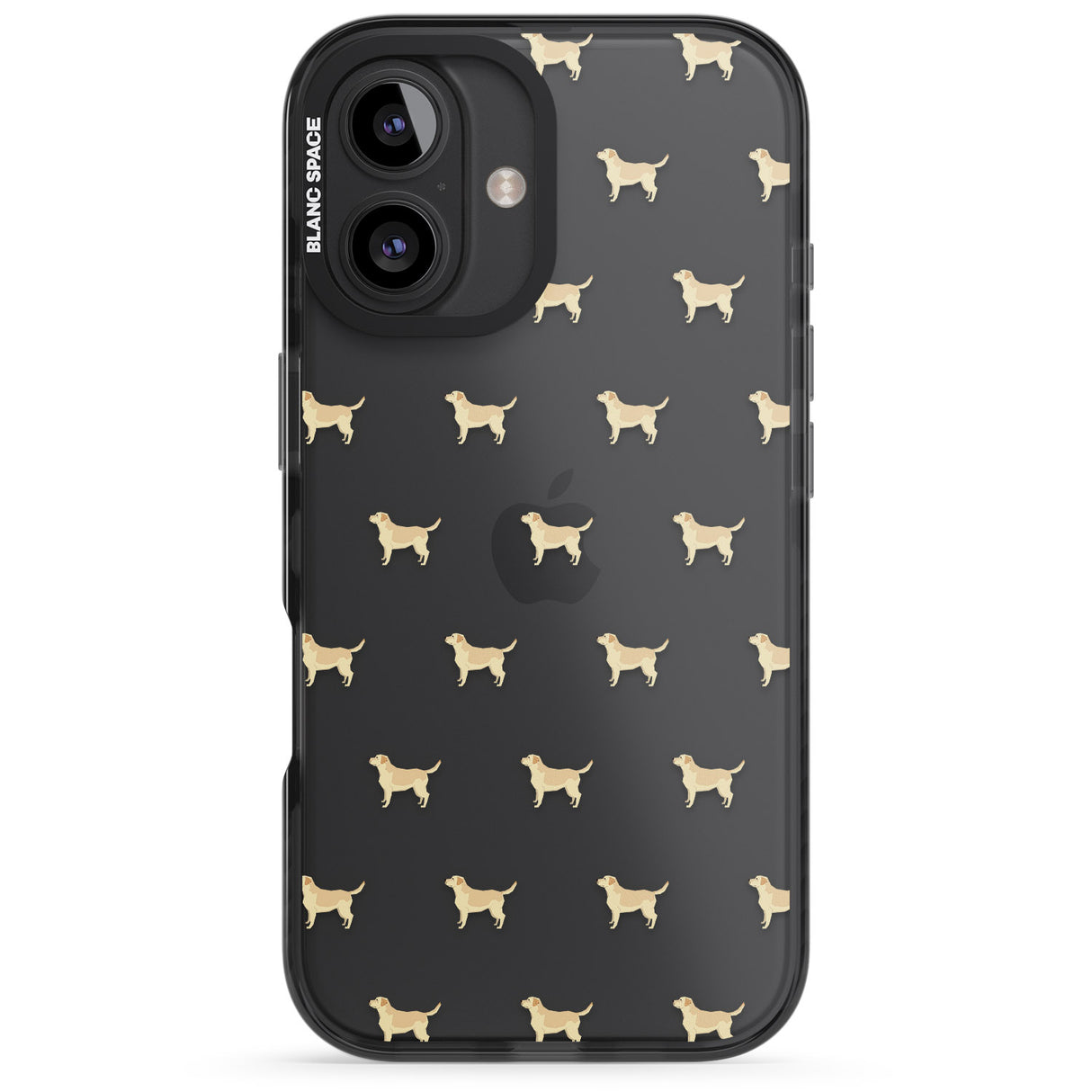 iPhone 16 Pro Max Tan Labrador Dog Pattern Clear Black Impact Phone Case