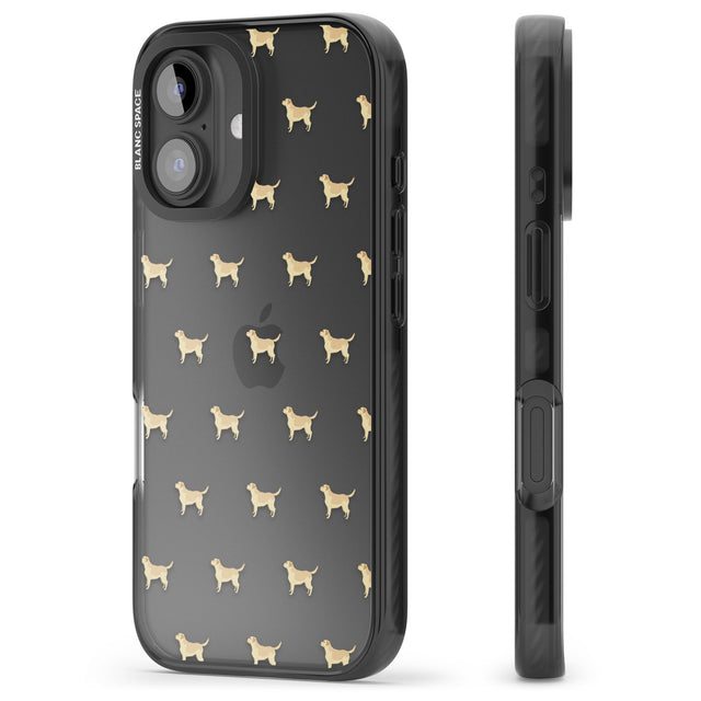 iPhone 16 Pro Max Tan Labrador Dog Pattern Clear Black Impact Phone Case