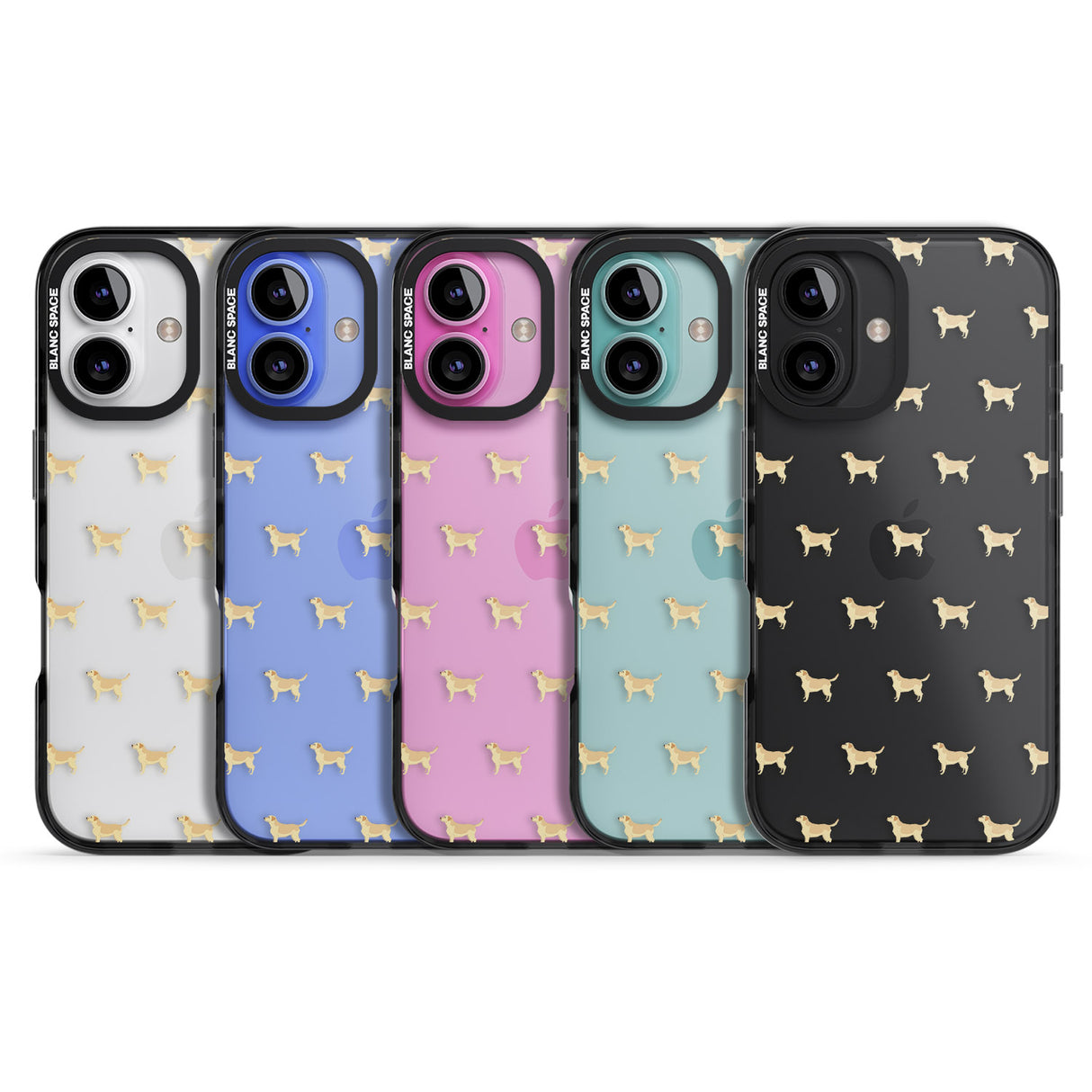 iPhone 16 Pro Max Tan Labrador Dog Pattern Clear Black Impact Phone Case