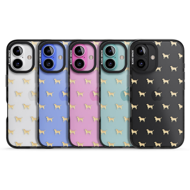 iPhone 16 Pro Max Tan Labrador Dog Pattern Clear Black Impact Phone Case