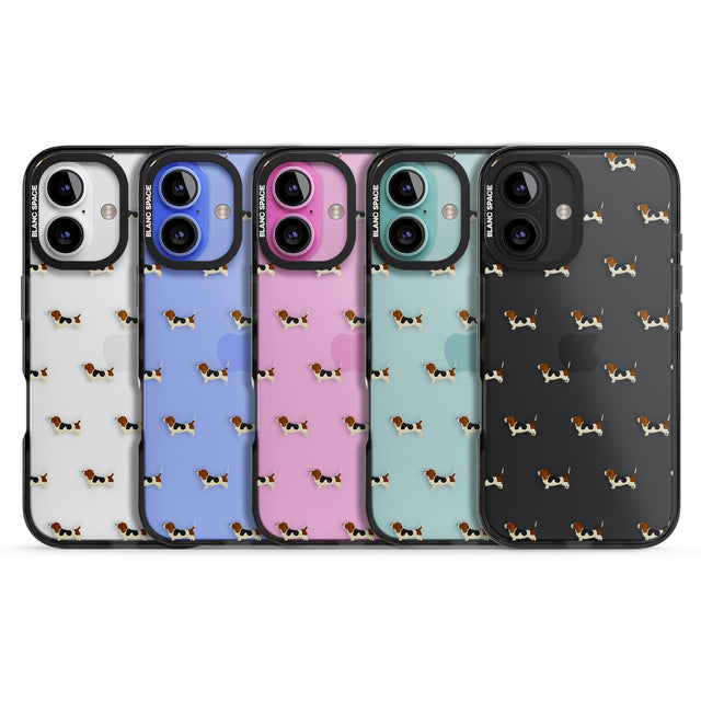 iPhone 16 Pro Max Basset Hound Dog Pattern Clear Black Impact Phone Case