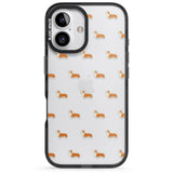 iPhone 16 Pro Max Pembroke Welsh Corgi Dog Pattern Clear Black Impact Phone Case