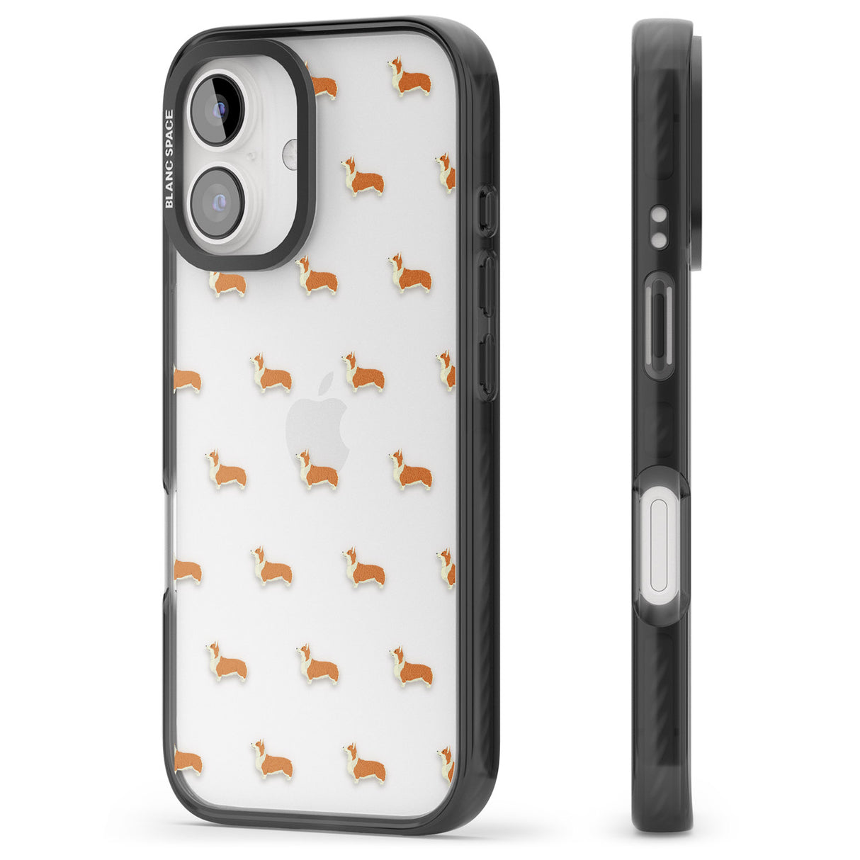 iPhone 16 Pro Max Pembroke Welsh Corgi Dog Pattern Clear Black Impact Phone Case