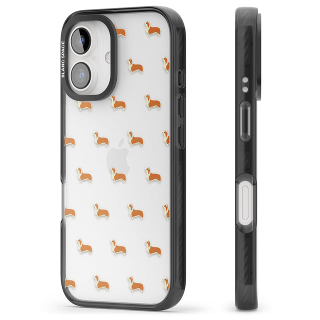 iPhone 16 Pro Max Pembroke Welsh Corgi Dog Pattern Clear Black Impact Phone Case