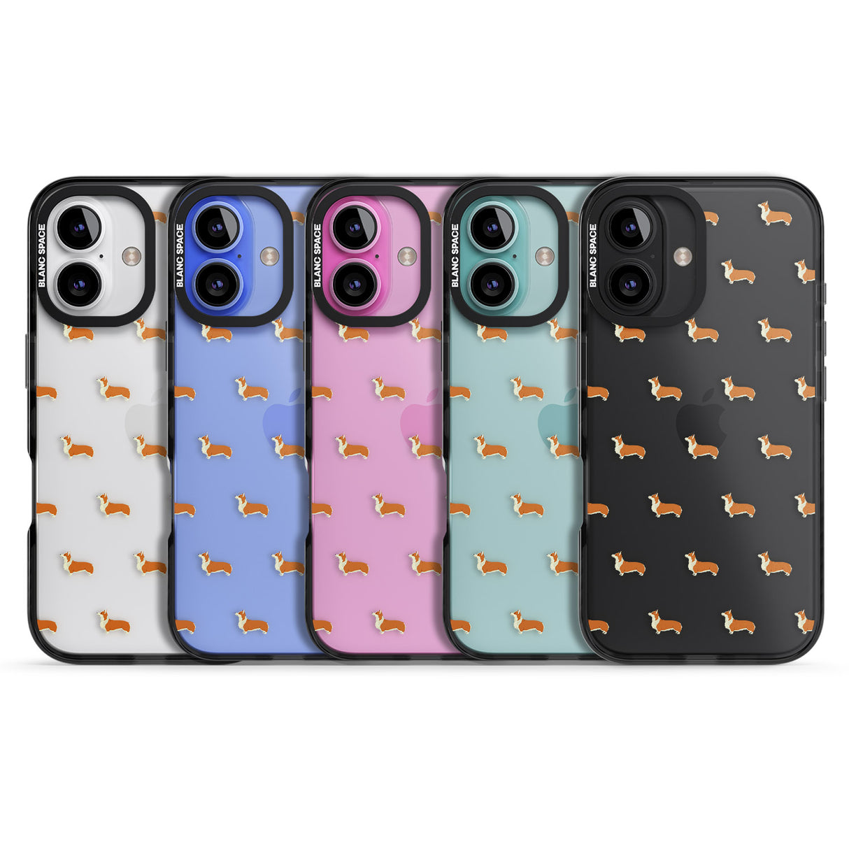 iPhone 16 Pro Max Pembroke Welsh Corgi Dog Pattern Clear Black Impact Phone Case