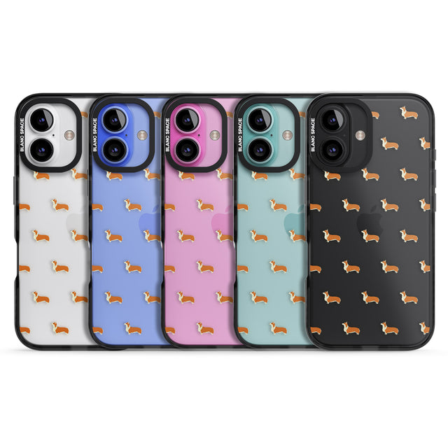 iPhone 16 Pro Max Pembroke Welsh Corgi Dog Pattern Clear Black Impact Phone Case