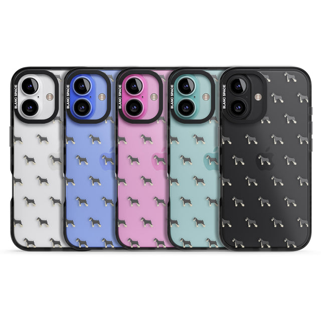 iPhone 16 Pro Max Schnauzer Dog Pattern Clear Black Impact Phone Case